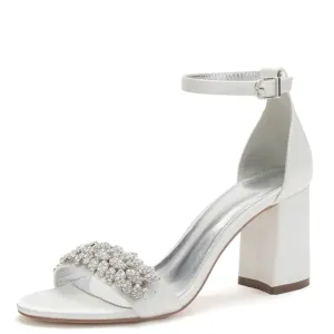 Funki Buys | Shoes | Women's Satin Block Heel Bridal Sandals