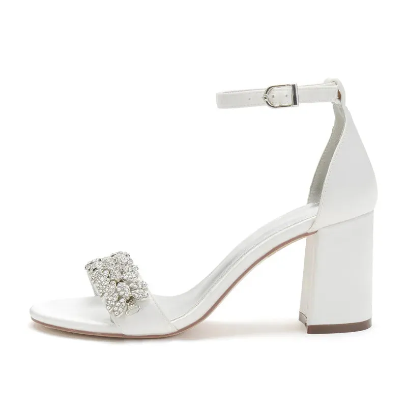 Funki Buys | Shoes | Women's Satin Block Heel Bridal Sandals