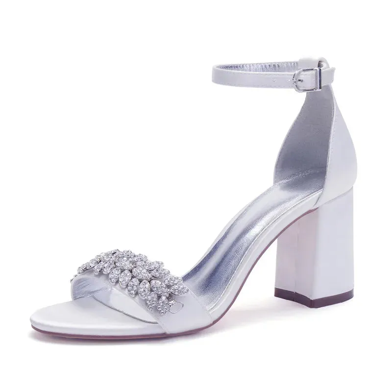 Funki Buys | Shoes | Women's Satin Block Heel Bridal Sandals