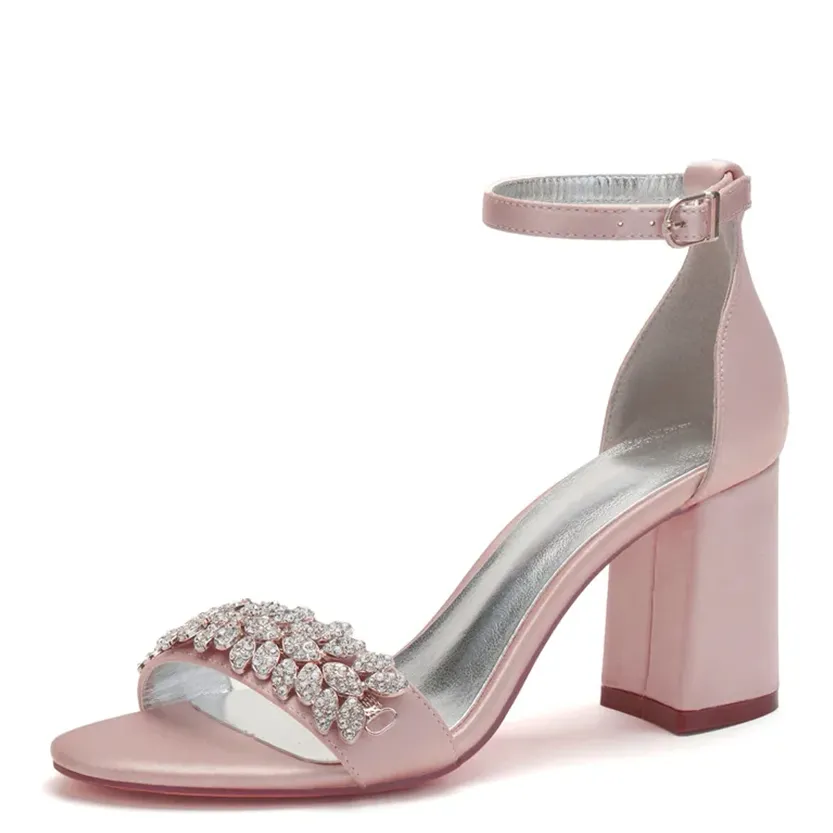 Funki Buys | Shoes | Women's Satin Block Heel Bridal Sandals