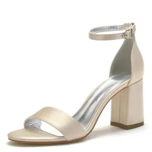 Funki Buys | Shoes | Women's Satin Block Heel Wedding Sandal