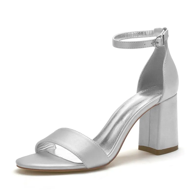 Funki Buys | Shoes | Women's Satin Block Heel Wedding Sandal