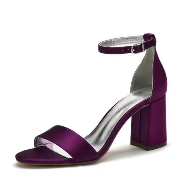 Funki Buys | Shoes | Women's Satin Block Heel Wedding Sandal