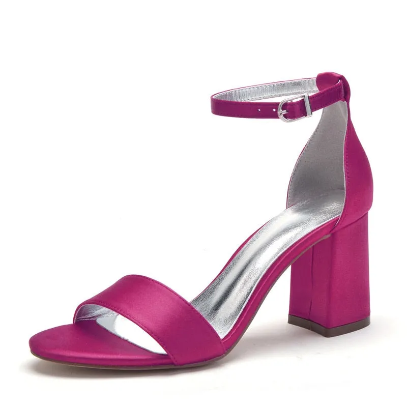 Funki Buys | Shoes | Women's Satin Block Heel Wedding Sandal