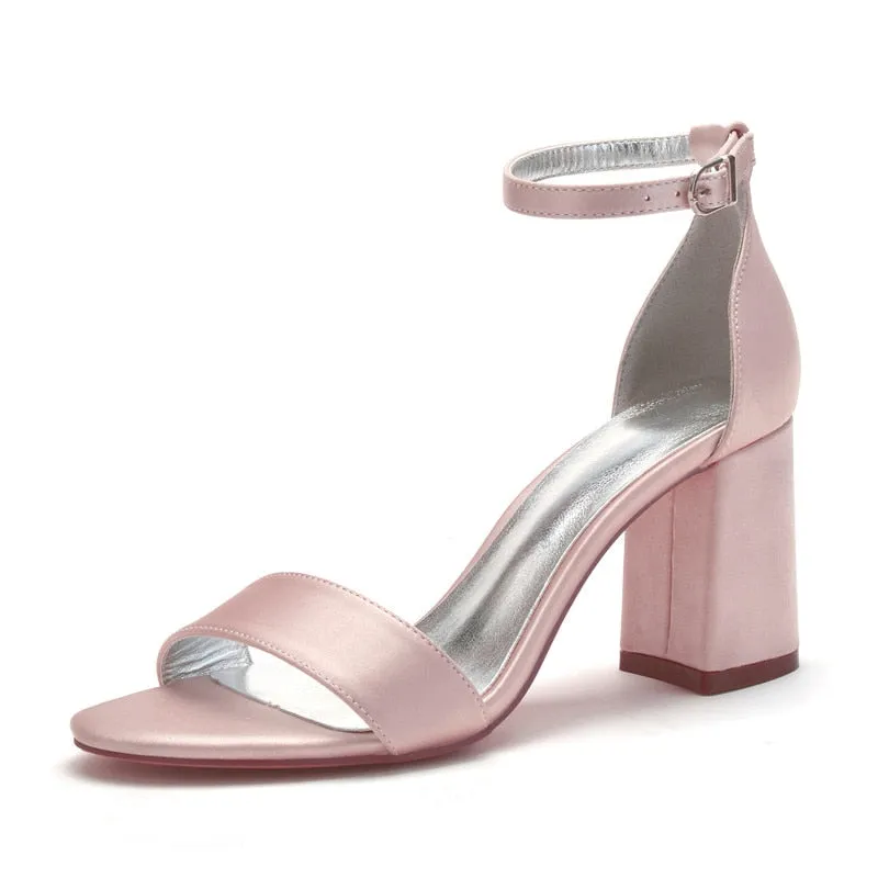 Funki Buys | Shoes | Women's Satin Block Heel Wedding Sandal