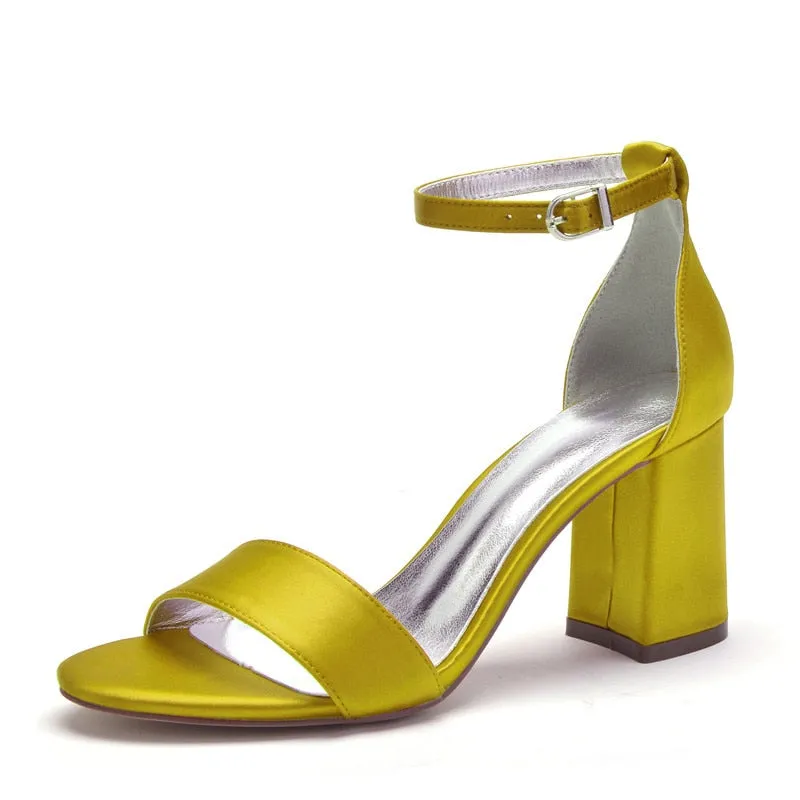 Funki Buys | Shoes | Women's Satin Block Heel Wedding Sandal