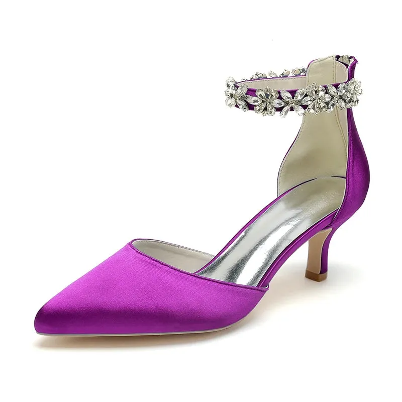 Funki Buys | Shoes | Women's Satin Crystal Kitten Heel Pumps