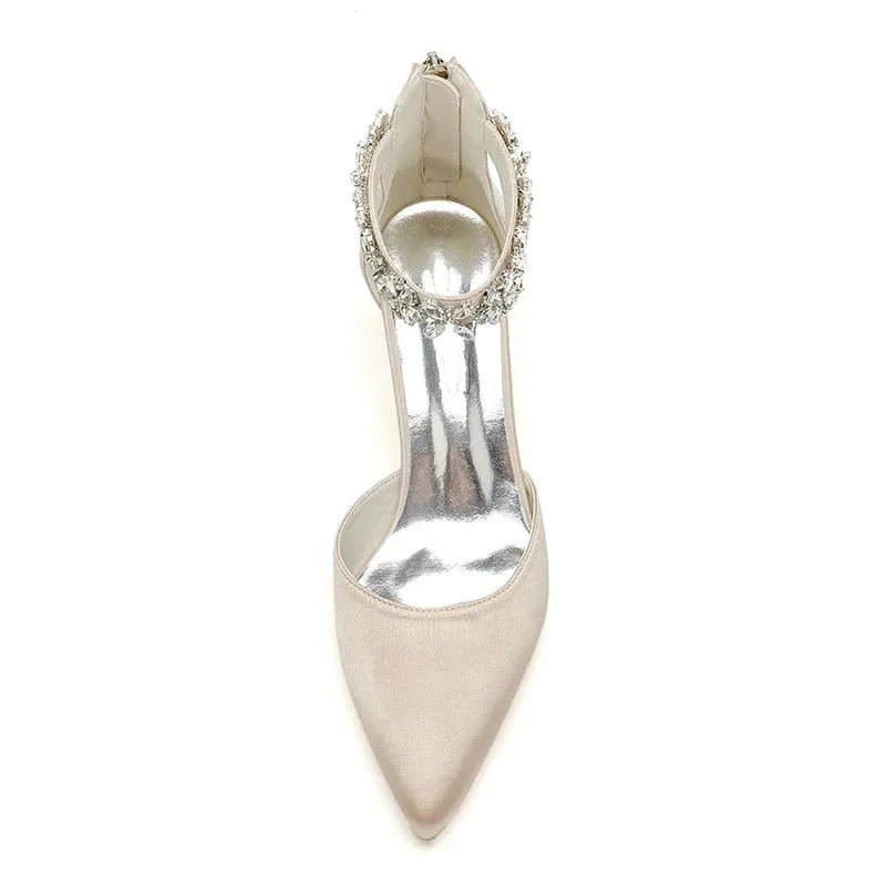 Funki Buys | Shoes | Women's Satin Crystal Kitten Heel Pumps