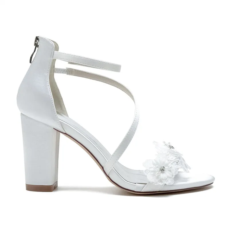 Funki Buys | Shoes | Women's Satin Flower Bridal Shoes