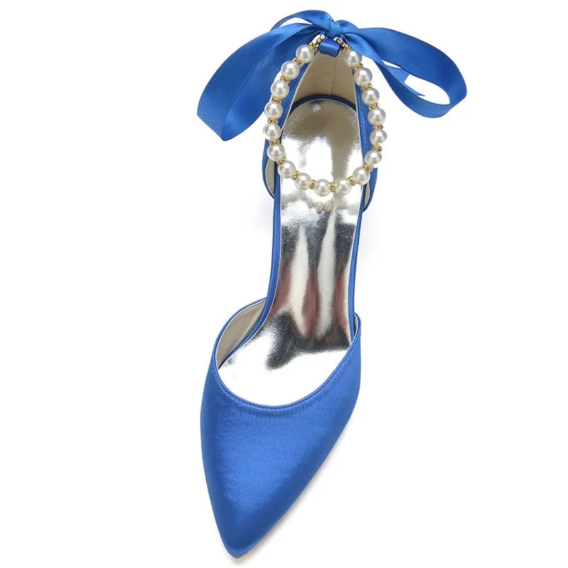 Funki Buys | Shoes | Women's Satin Pearl Block Heeled Pumps