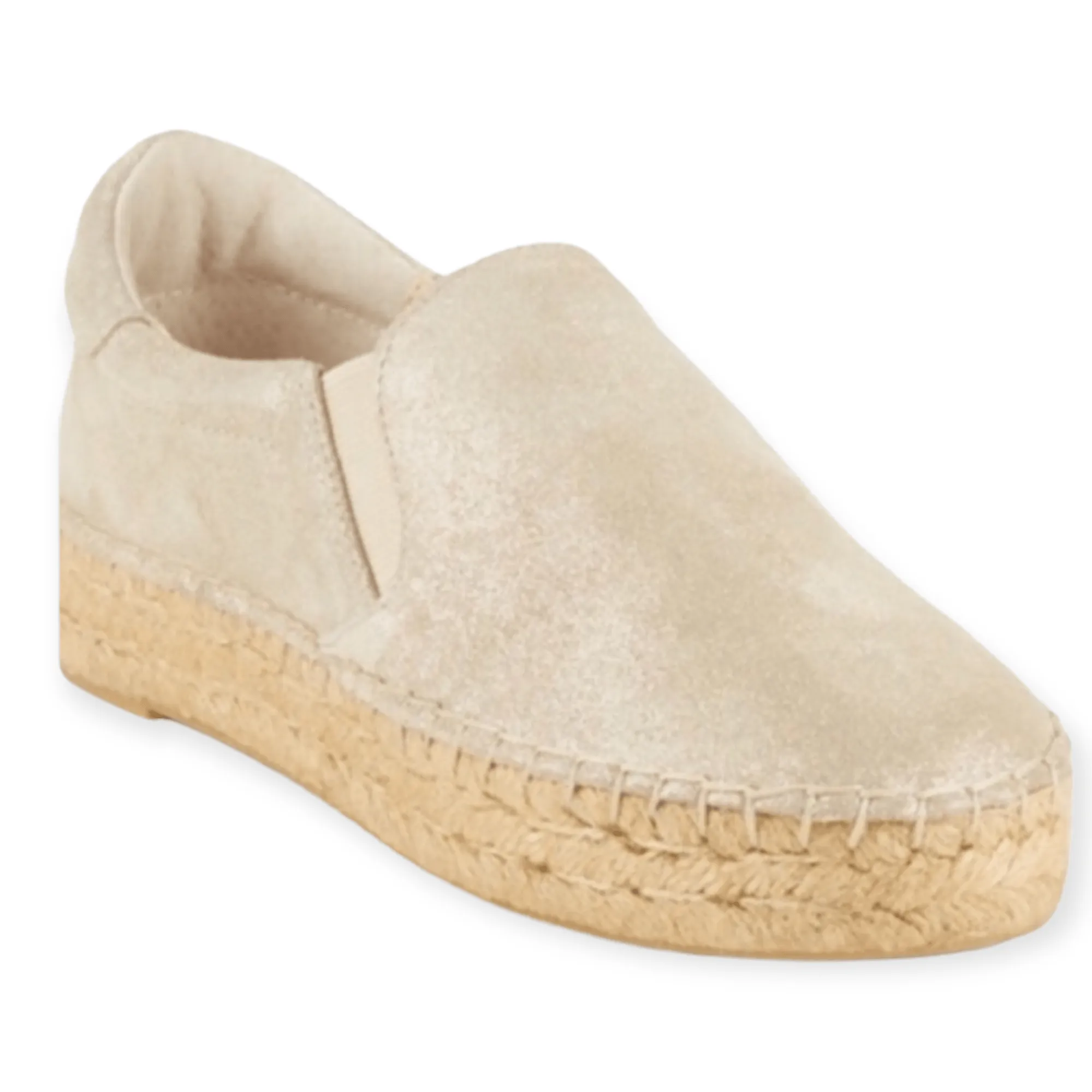 Gold Metallic Espadrilles Slip on Platform Leather Loafer Espadrilles