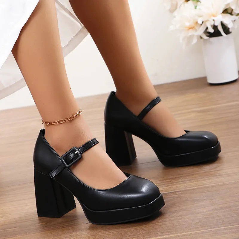 Hnzxzm 2024 Women Summer New Fashion Buckle Designer Thick Soled Square Root Sandals Casual Comfortable Party Dress Women High Heels