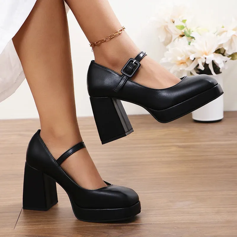 Hnzxzm 2024 Women Summer New Fashion Buckle Designer Thick Soled Square Root Sandals Casual Comfortable Party Dress Women High Heels