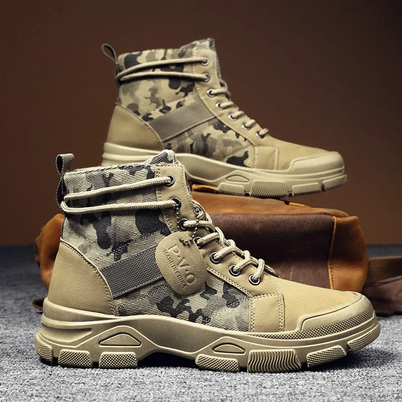 Hnzxzm Camouflage Boots for Men Autumn Winter Platform Desert Military Boots Outdoor High-top Shoes Men Ankle Boots Buty Robocze Meskie