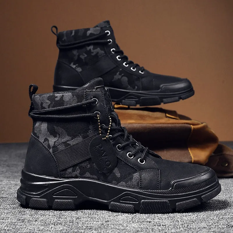 Hnzxzm Camouflage Boots for Men Autumn Winter Platform Desert Military Boots Outdoor High-top Shoes Men Ankle Boots Buty Robocze Meskie