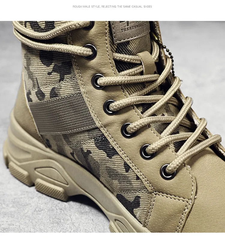 Hnzxzm Camouflage Boots for Men Autumn Winter Platform Desert Military Boots Outdoor High-top Shoes Men Ankle Boots Buty Robocze Meskie