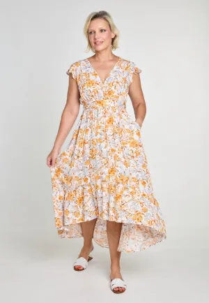 Indii Breeze Nelly Midi Dress - Orange Bloom