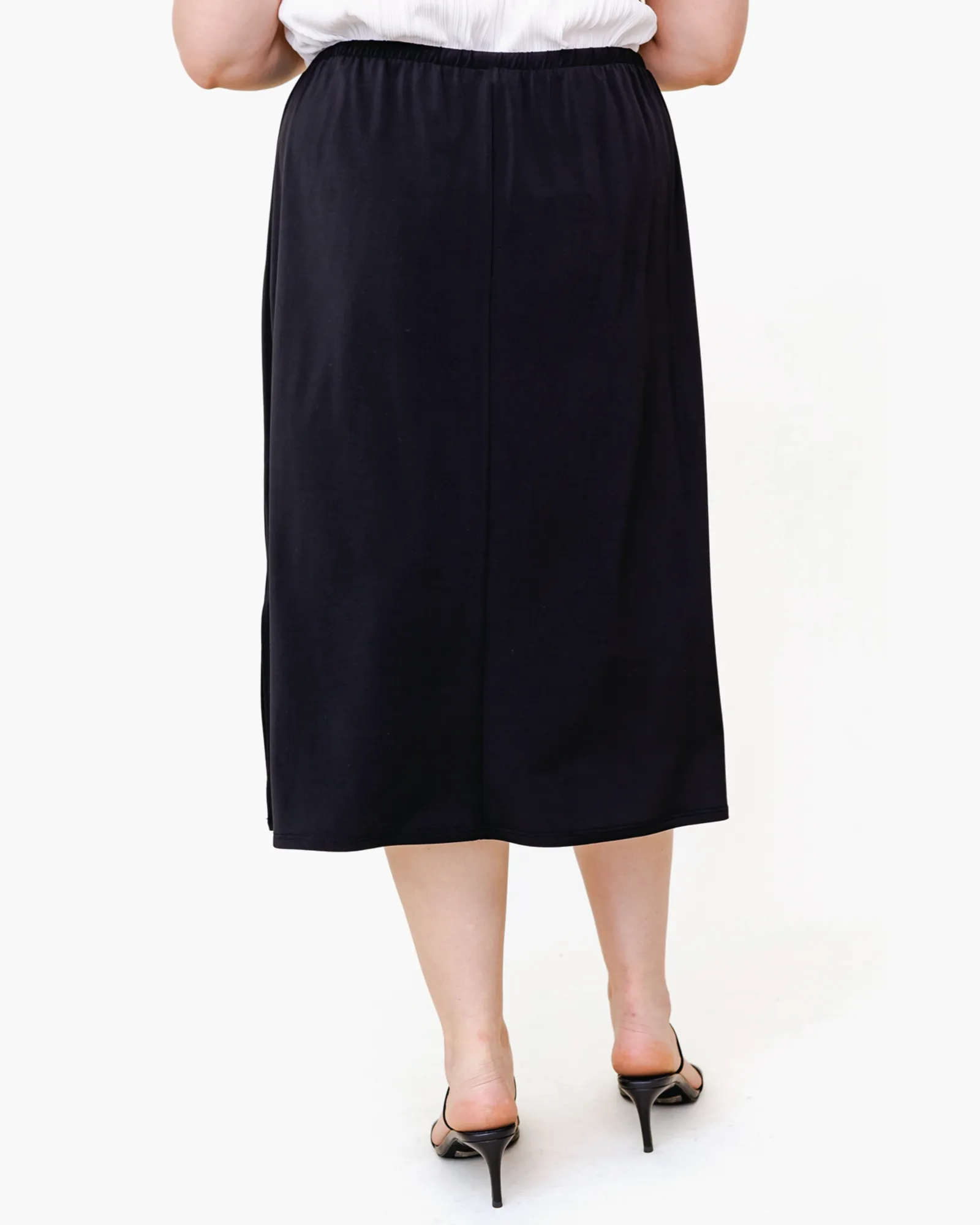 Joane Drawstring Midi Skirt | Black