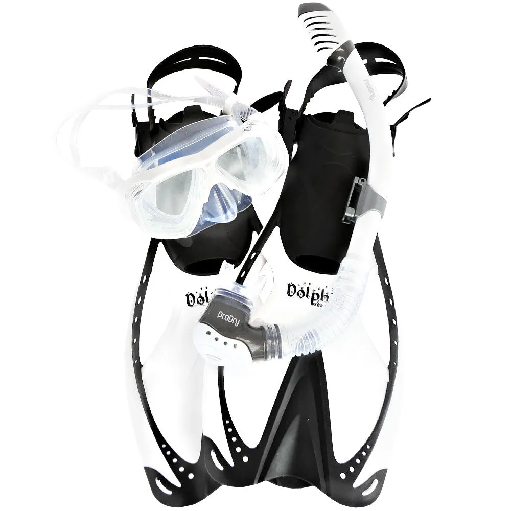 Junior Snorkeling Scuba Diving Mask DRY Snorkel Fins Set for Kids