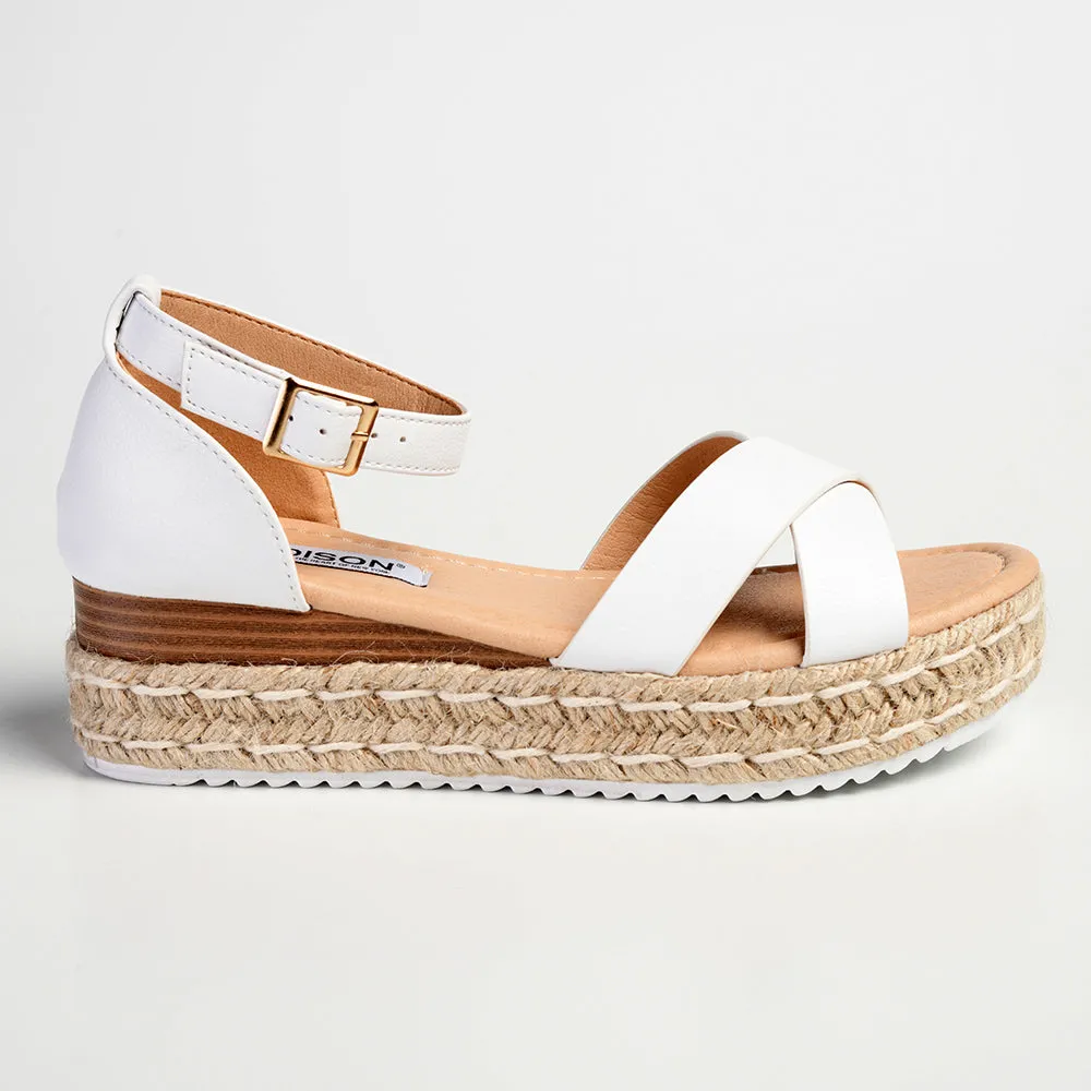 Madison London Espadrille Comfort Sandals - White