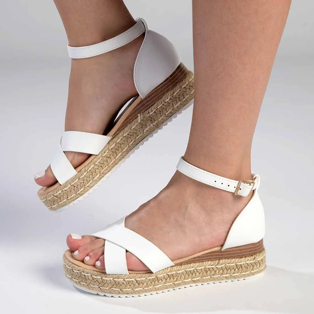 Madison London Espadrille Comfort Sandals - White