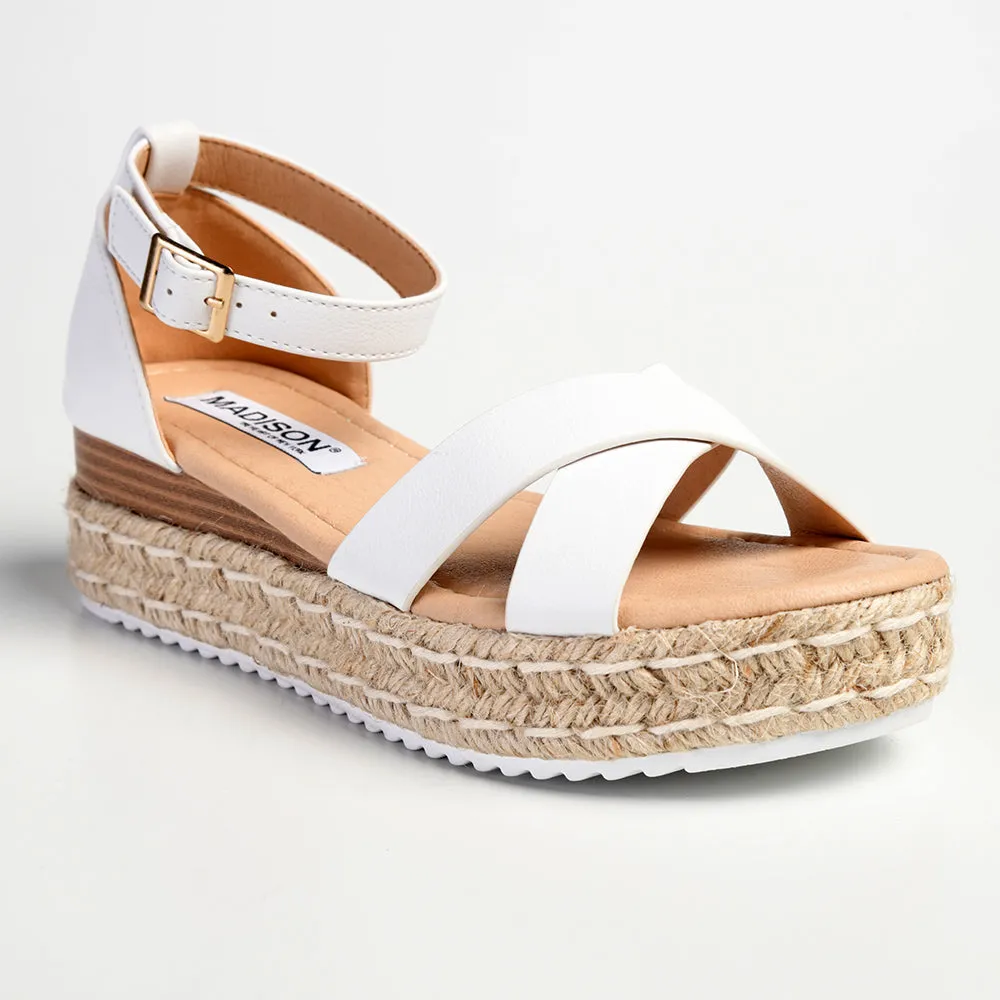 Madison London Espadrille Comfort Sandals - White