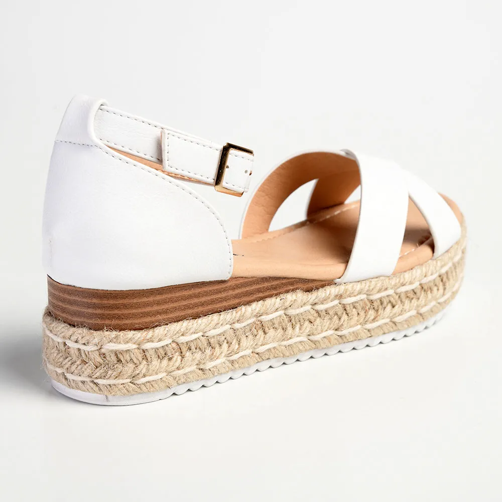 Madison London Espadrille Comfort Sandals - White