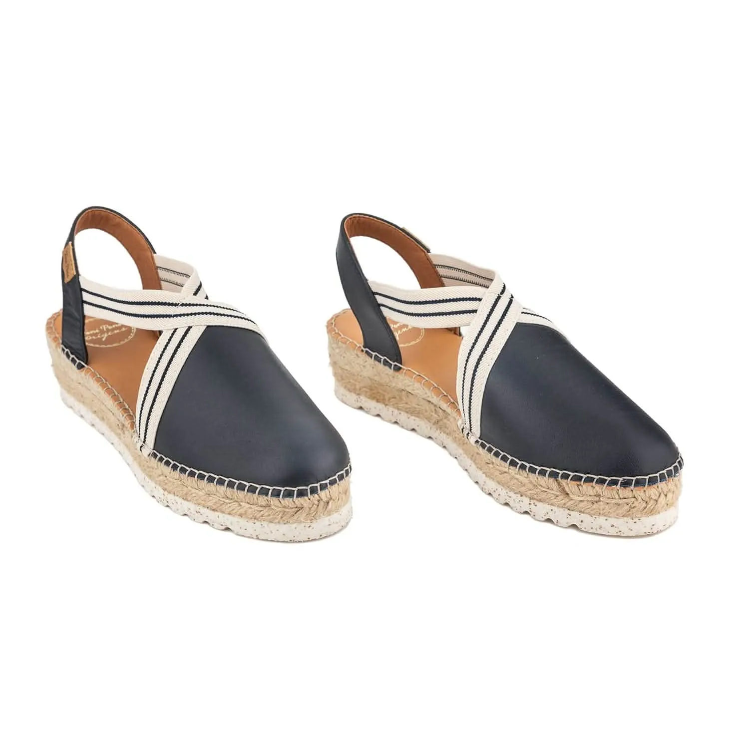 Plain Leather Wedge Espadrille for Women - Vera-SW