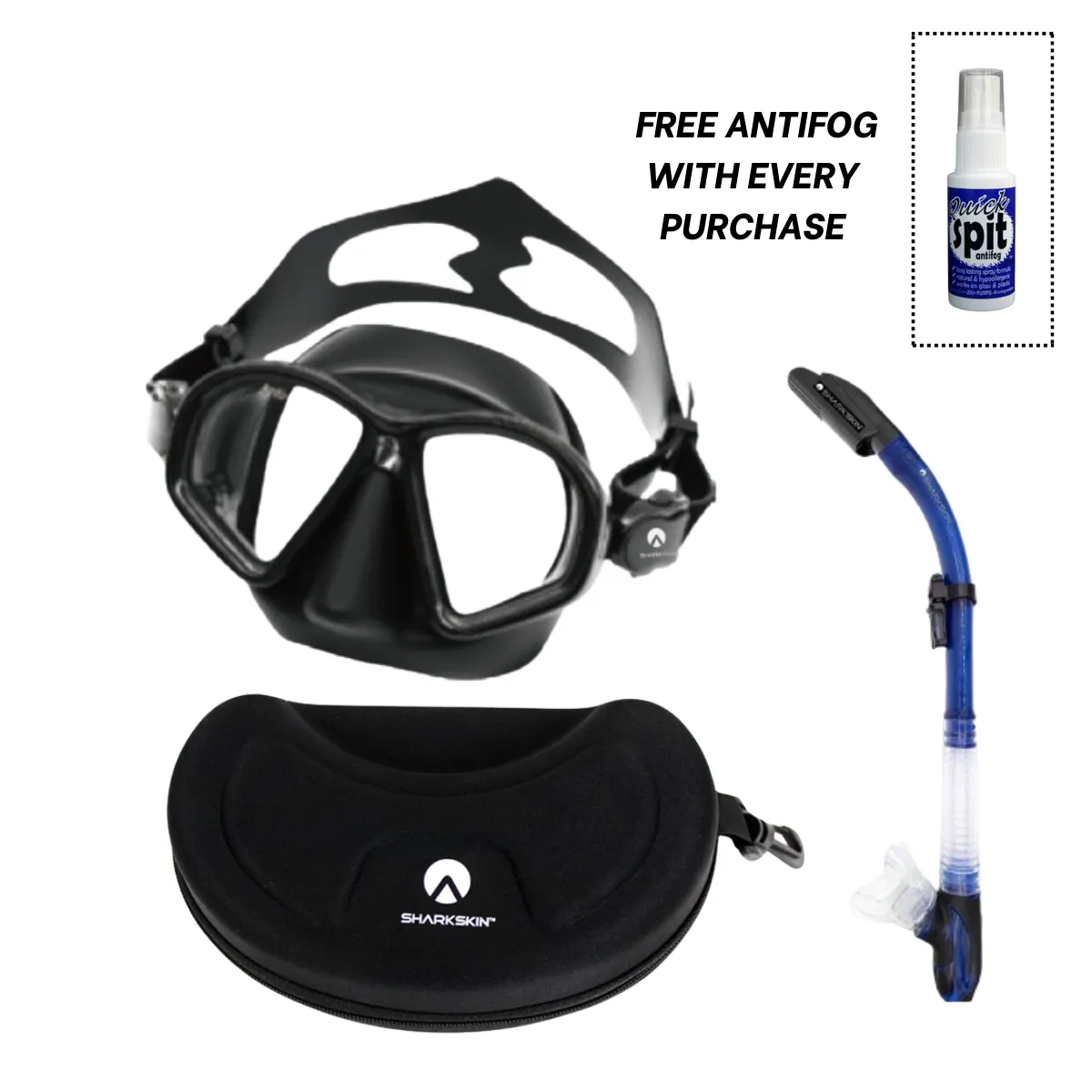 Sharkskin SeaClear Mask With UV Anti Fog Coating & Sharkskin EasyClear Splash Guard Snorkel With Free Anti-fog