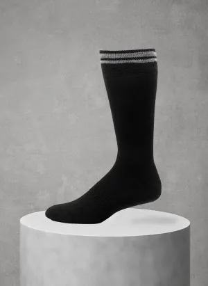 Solid Merino Wool Cushion Foot Sock in Black