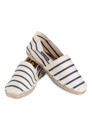 Striped espadrilles for women - in cotton canvas (BLANC/MARINE)