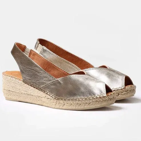 The Peep Toe Espadrille in Platinum