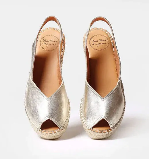 The Peep Toe Espadrille in Platinum