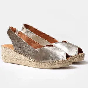 The Peep Toe Espadrille in Platinum