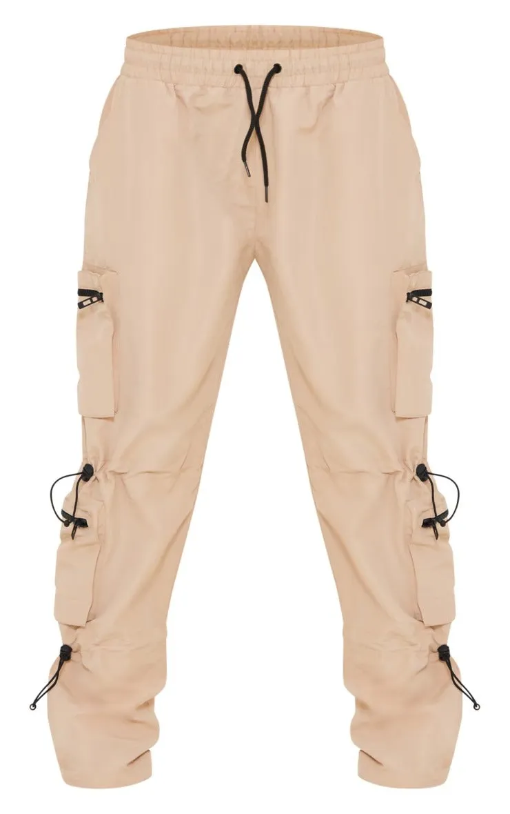 TOGGLE DETAIL CARGO TROUSER-BEIGE