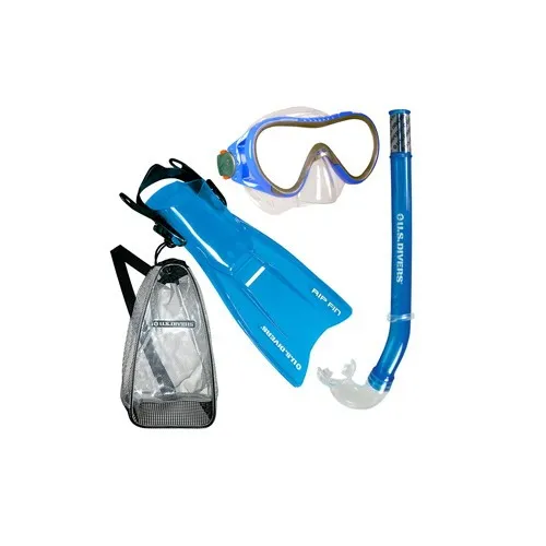 U.S. Divers Coral Mask - Tonga Snorkel - Rip Fins - Gear Bag Set Snorkeling