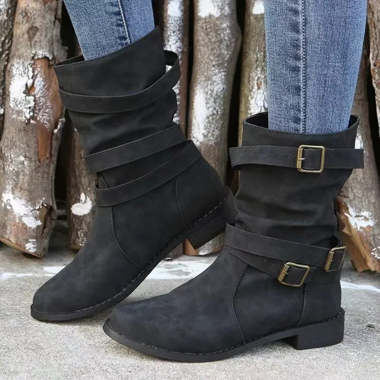 Women's Autumn And Winter Suede Short Boots