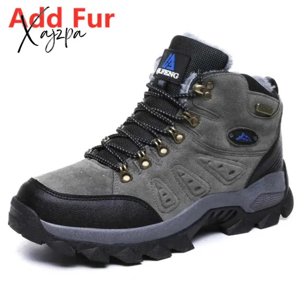 Xajzpa - Large Size 48 Hiking Boots Men Summer Winter Outdoor Warm Fur Non Slip Fashion Women Footwear Boys Outdoor Work Ankle Boot Fall