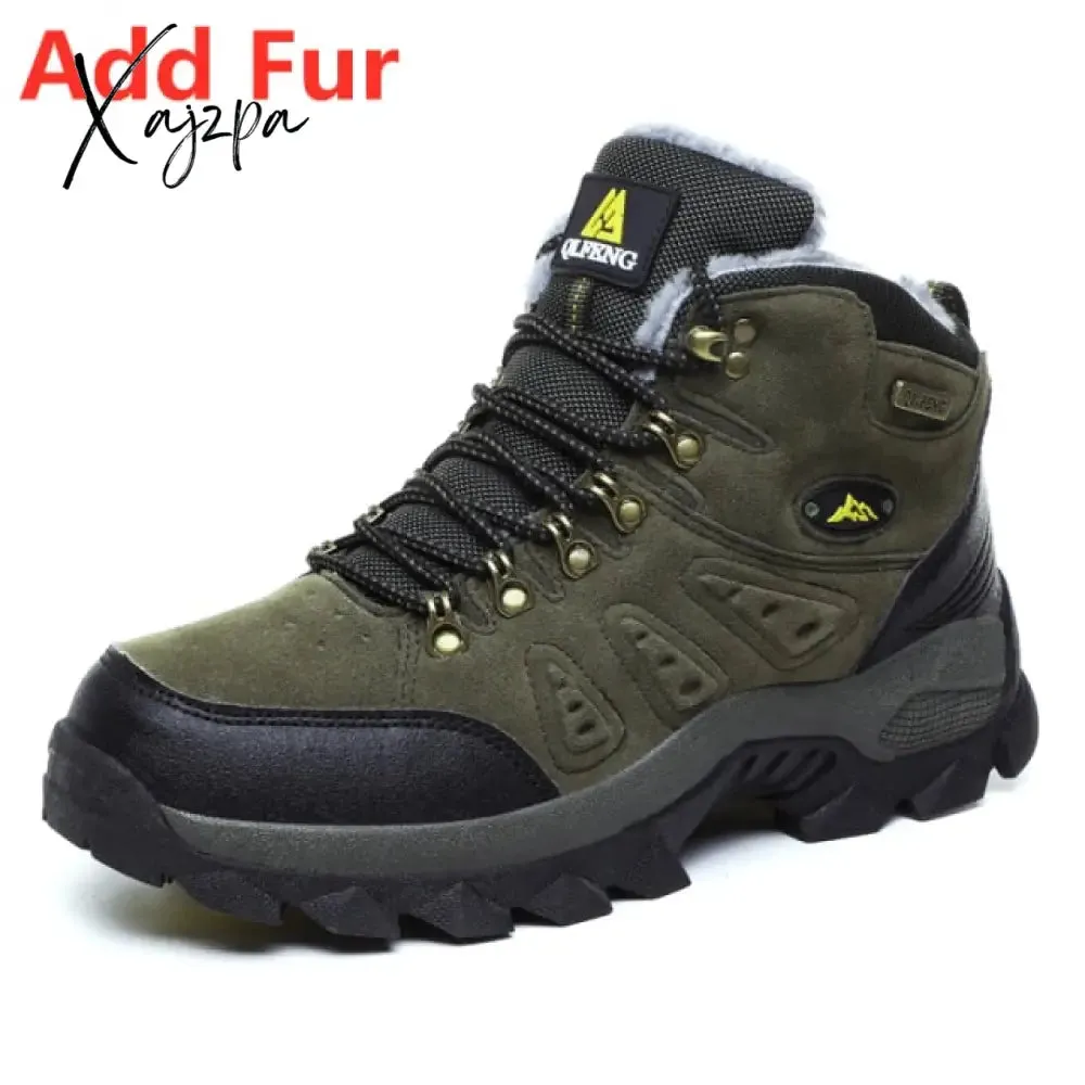 Xajzpa - Large Size 48 Hiking Boots Men Summer Winter Outdoor Warm Fur Non Slip Fashion Women Footwear Boys Outdoor Work Ankle Boot Fall