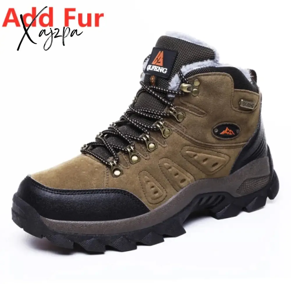 Xajzpa - Large Size 48 Hiking Boots Men Summer Winter Outdoor Warm Fur Non Slip Fashion Women Footwear Boys Outdoor Work Ankle Boot Fall