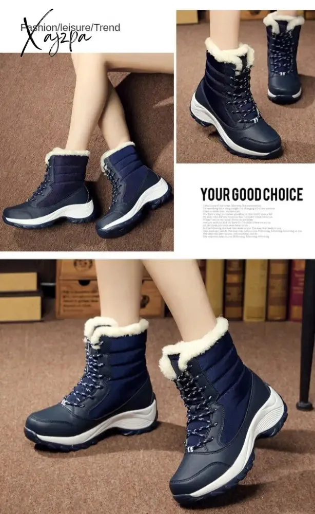 Xajzpa - new women's boots High top shoes thick high heel cotton shoes outdoor warm Uggs large size cotton shoes for women