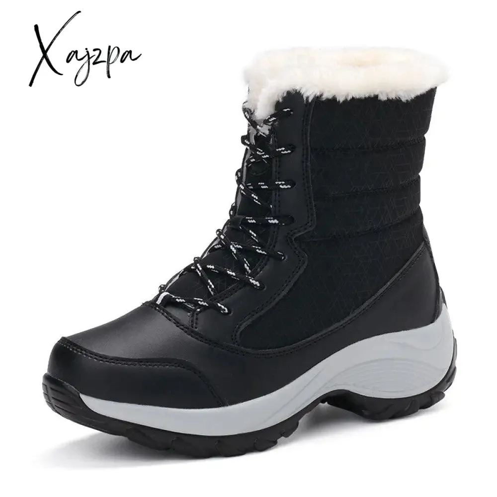 Xajzpa - new women's boots High top shoes thick high heel cotton shoes outdoor warm Uggs large size cotton shoes for women