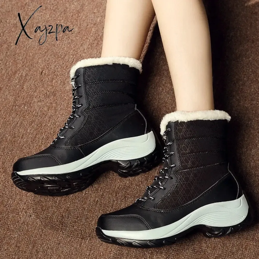 Xajzpa - new women's boots High top shoes thick high heel cotton shoes outdoor warm Uggs large size cotton shoes for women