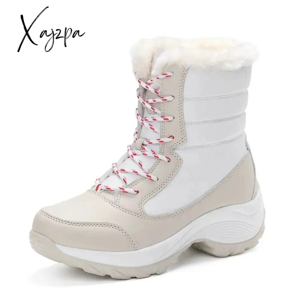 Xajzpa - new women's boots High top shoes thick high heel cotton shoes outdoor warm Uggs large size cotton shoes for women