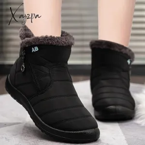 Xajzpa - Women Boots Waterproof Snow Boots Female Plush Winter Boots Women Warm Ankle boots Winter Shoes Women casual shoes Plus Size